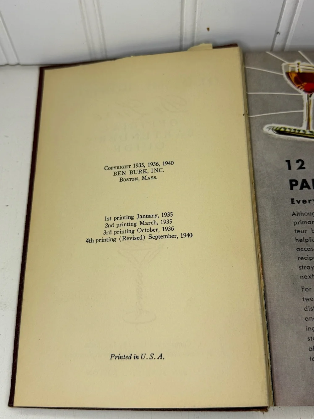 VTG Old Mr. Boston De Luxe Official Bartenders Guide 4th Printing 1940 Bar Decor